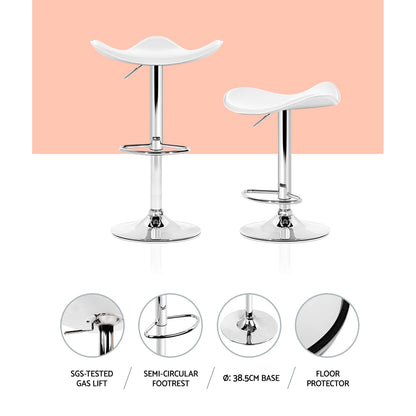 Artiss 4x Bar Stools Leather Gas Lift Chair White-Furniture &gt; Bar Stools &amp; Chairs-PEROZ Accessories