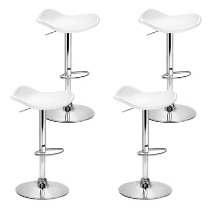 Artiss 4x Bar Stools Leather Gas Lift Chair White-Furniture &gt; Bar Stools &amp; Chairs-PEROZ Accessories