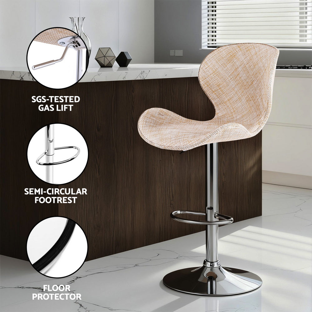 Artiss 2x Bar Stools Kitchen Swivel Gas Lift Counter Chair Wing PE Rattan Beige-Furniture &gt; Bar Stools &amp; Chairs &gt; Table &amp; Bar Stools-PEROZ Accessories
