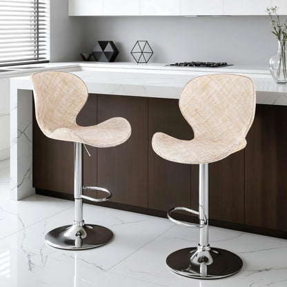 Artiss 2x Bar Stools Kitchen Swivel Gas Lift Counter Chair Wing PE Rattan Beige-Furniture &gt; Bar Stools &amp; Chairs &gt; Table &amp; Bar Stools-PEROZ Accessories