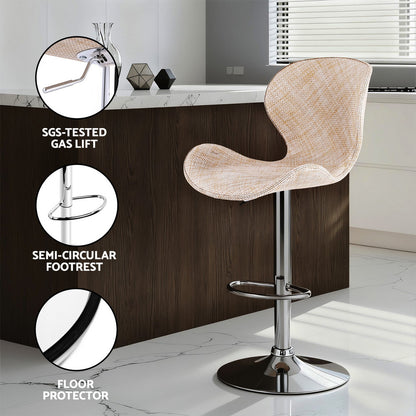 Artiss 4x Bar Stools Kitchen Swivel Gas Lift Counter Chair Wing PE Rattan Beige-Furniture &gt; Bar Stools &amp; Chairs &gt; Table &amp; Bar Stools-PEROZ Accessories
