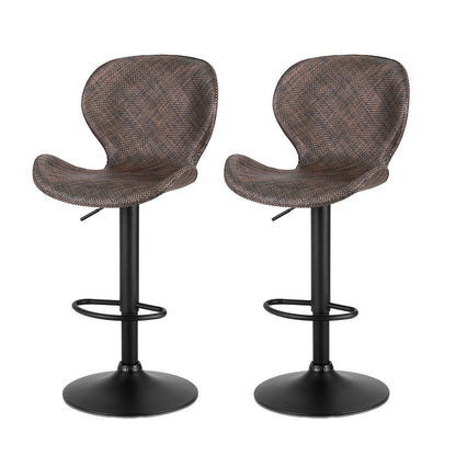 Artiss 2x Bar Stools Kitchen Swivel Gas Lift Counter Chair Wing PE Rattan Brown-Furniture &gt; Bar Stools &amp; Chairs &gt; Table &amp; Bar Stools-PEROZ Accessories
