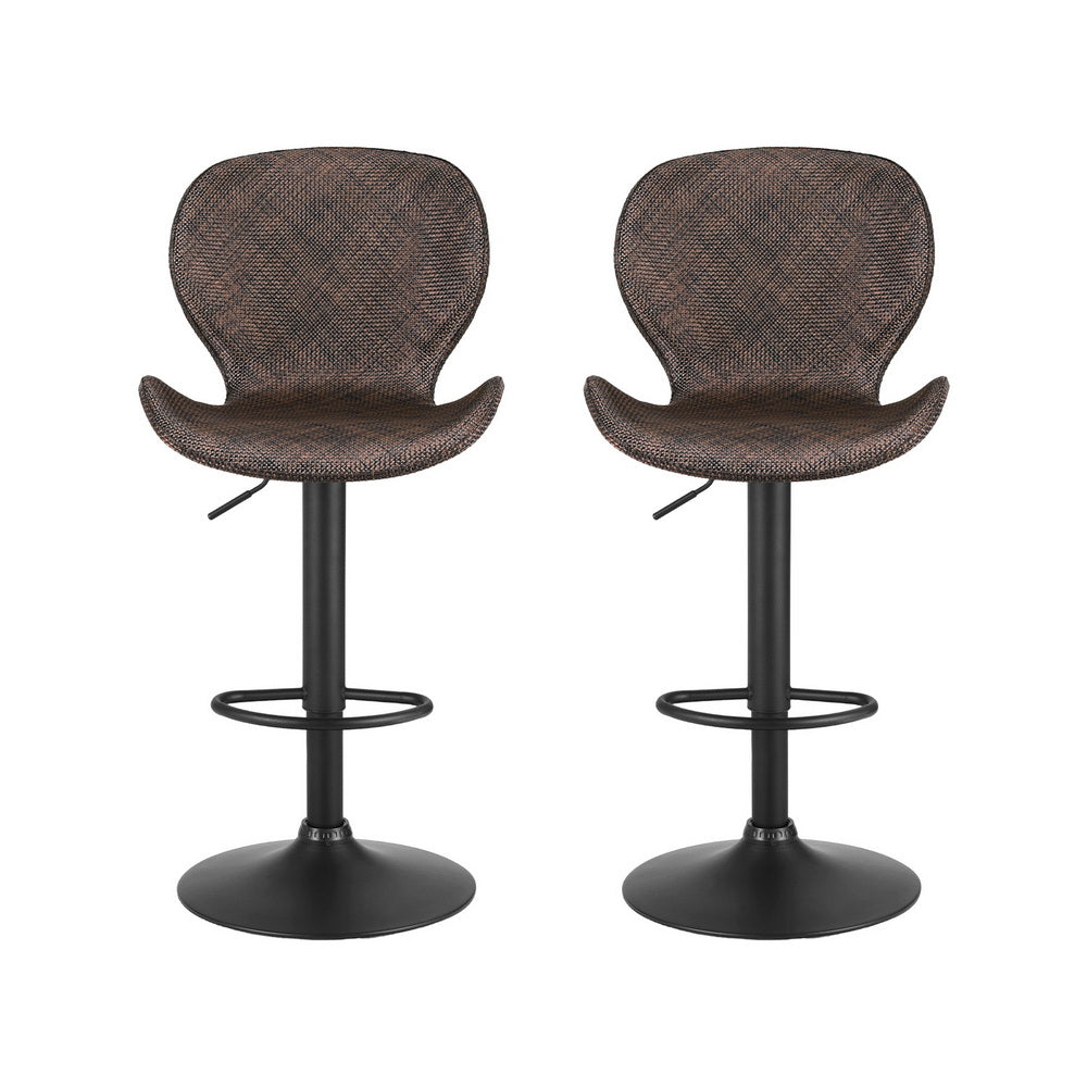 Artiss 2x Bar Stools Kitchen Swivel Gas Lift Counter Chair Wing PE Rattan Brown-Furniture &gt; Bar Stools &amp; Chairs &gt; Table &amp; Bar Stools-PEROZ Accessories