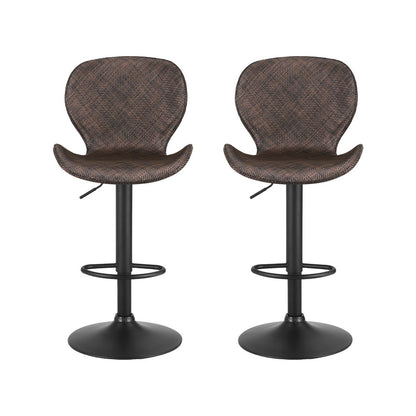 Artiss 2x Bar Stools Kitchen Swivel Gas Lift Counter Chair Wing PE Rattan Brown-Furniture &gt; Bar Stools &amp; Chairs &gt; Table &amp; Bar Stools-PEROZ Accessories