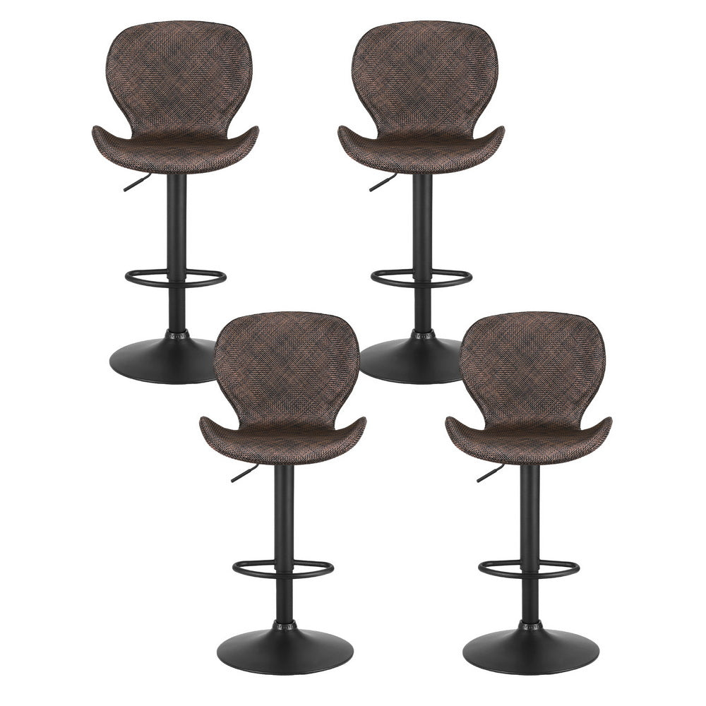 Artiss 4x Bar Stools Kitchen Swivel Gas Lift Counter Chair Wing PE Rattan Brown-Furniture &gt; Bar Stools &amp; Chairs &gt; Table &amp; Bar Stools-PEROZ Accessories
