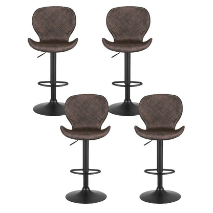 Artiss 4x Bar Stools Kitchen Swivel Gas Lift Counter Chair Wing PE Rattan Brown-Furniture &gt; Bar Stools &amp; Chairs &gt; Table &amp; Bar Stools-PEROZ Accessories