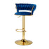 Artiss 2x Bar Stools Gas Lift Velvet Woven Backrest Navy-Furniture > Bar Stools & Chairs > Table & Bar Stools-PEROZ Accessories
