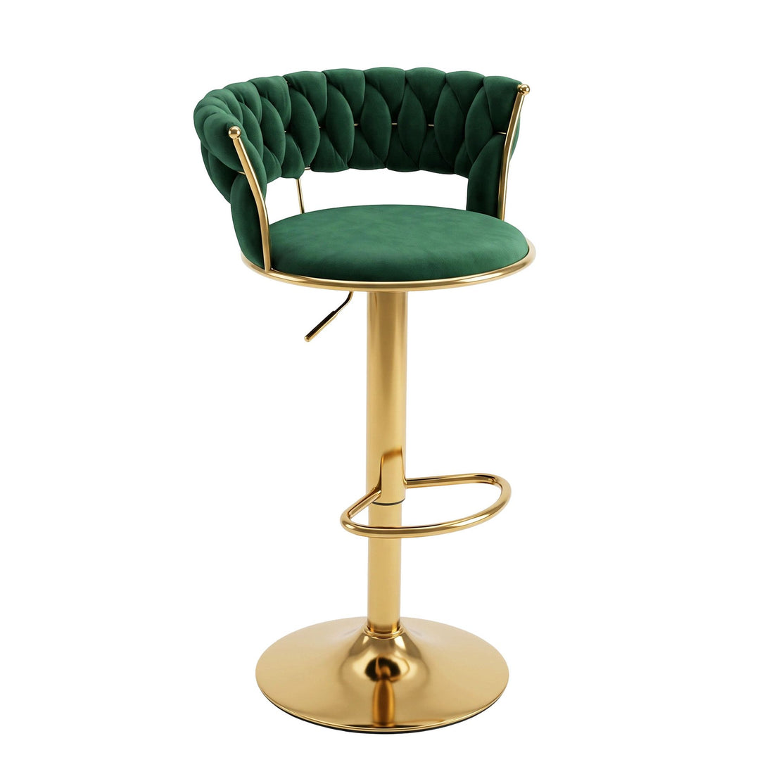 Artiss Bar Stool X1 Gas Lift Adjustable Velvet Woven Backrest Vivien Green-Furniture > Bar Stools &amp; Chairs > Table &amp; Bar Stools-PEROZ Accessories