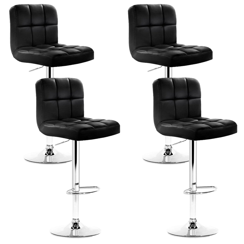 Artiss 4x Bar Stools Leather Gas Lift Black-Bar Stools-PEROZ Accessories