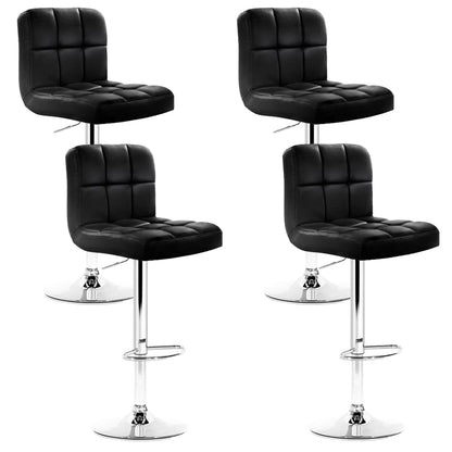 Artiss 4x Bar Stools Leather Gas Lift Black-Bar Stools-PEROZ Accessories