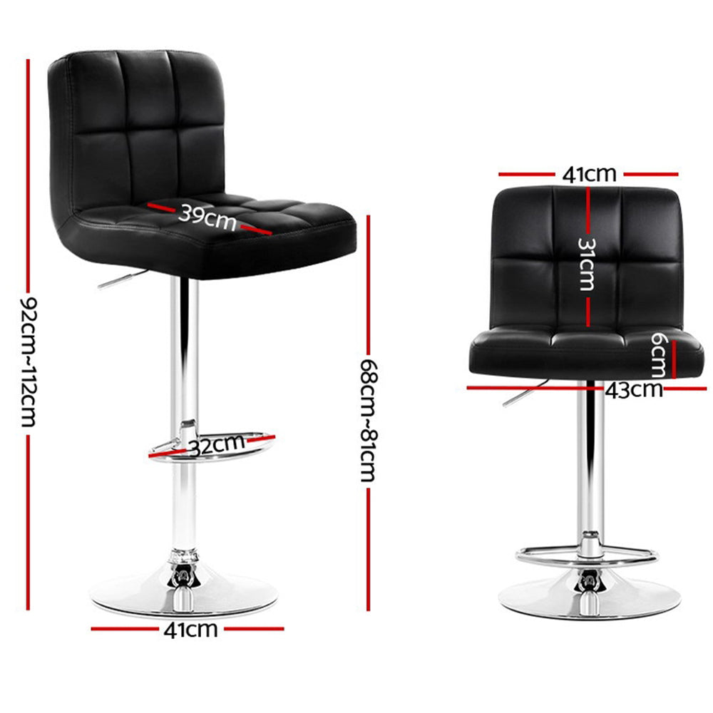 Artiss 4x Bar Stools Leather Gas Lift Black-Bar Stools-PEROZ Accessories