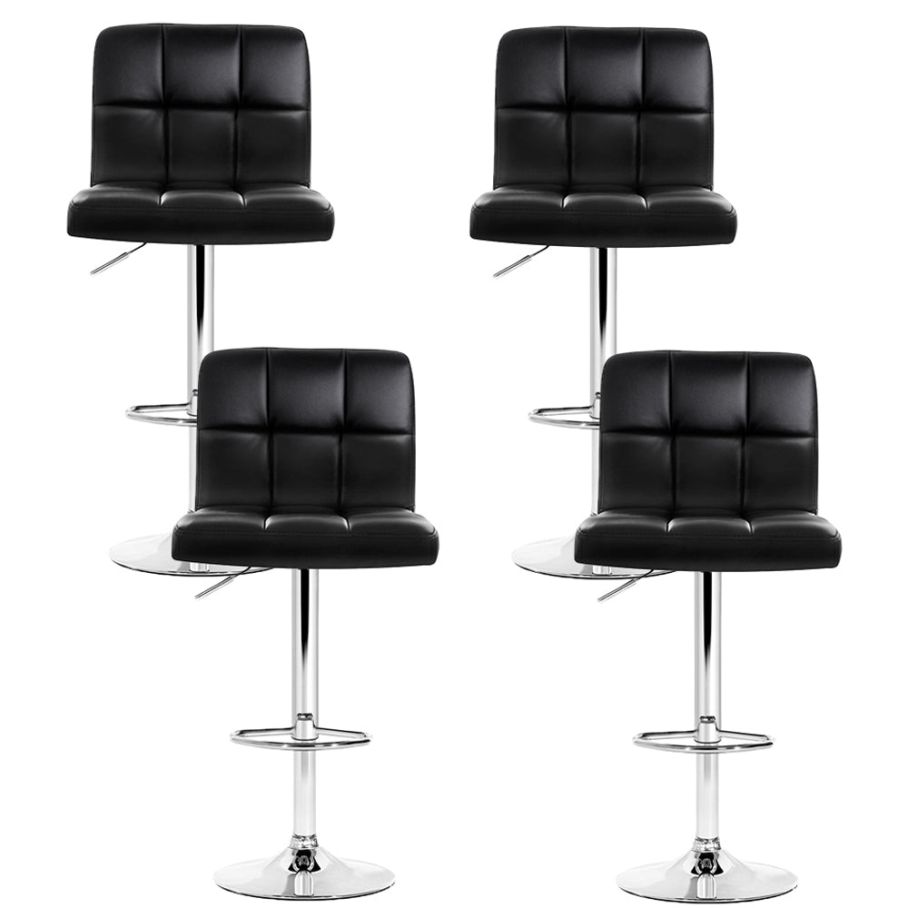 Artiss 4x Bar Stools Leather Gas Lift Black-Bar Stools-PEROZ Accessories