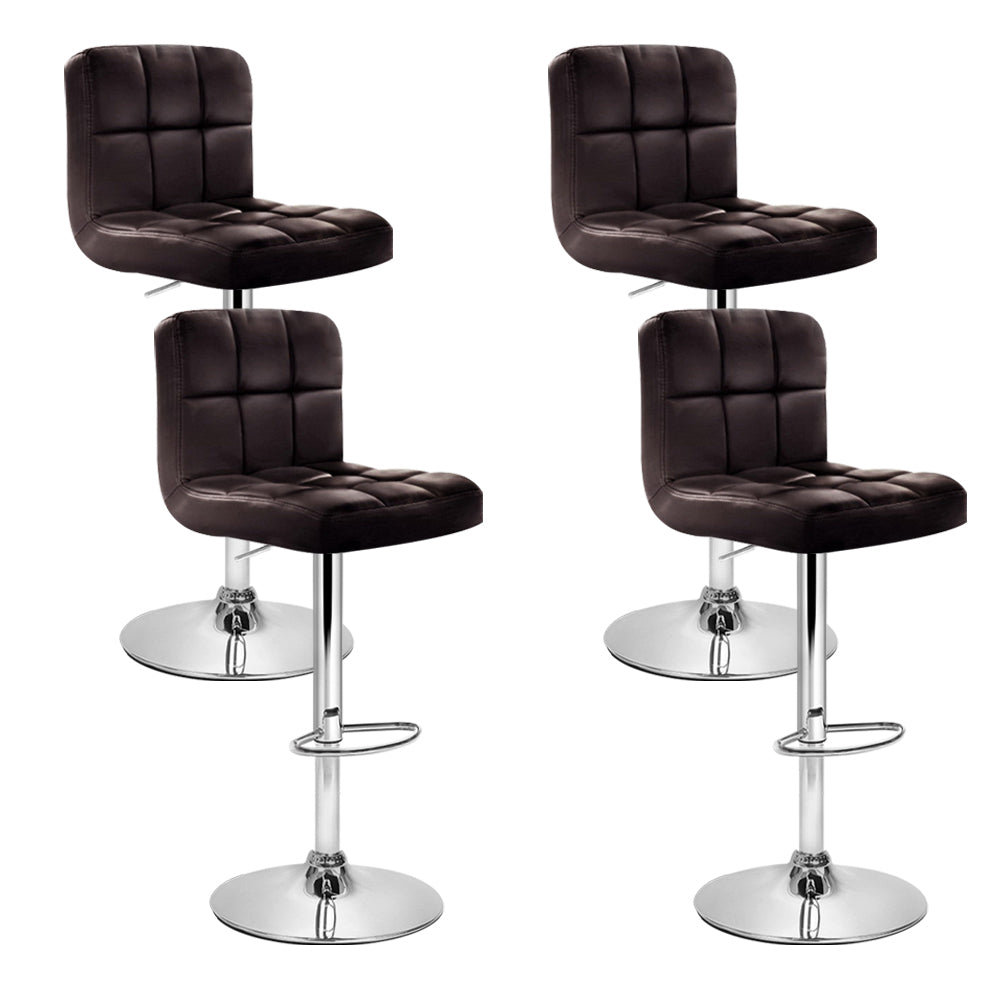 Artiss 4x Bar Stools Leather Gas Lift Brown-Bar Stools-PEROZ Accessories
