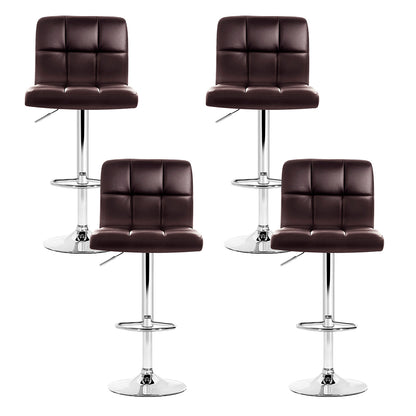 Artiss 4x Bar Stools Leather Gas Lift Brown-Bar Stools-PEROZ Accessories