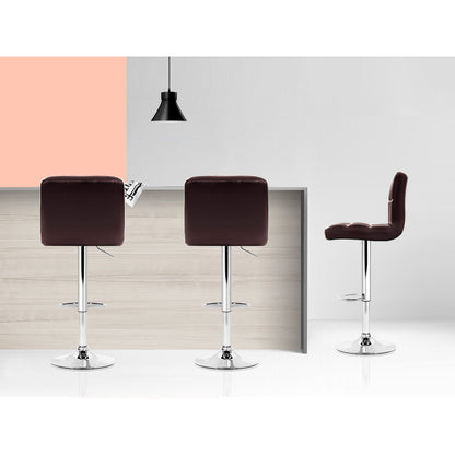 Artiss 4x Bar Stools Leather Gas Lift Brown-Bar Stools-PEROZ Accessories