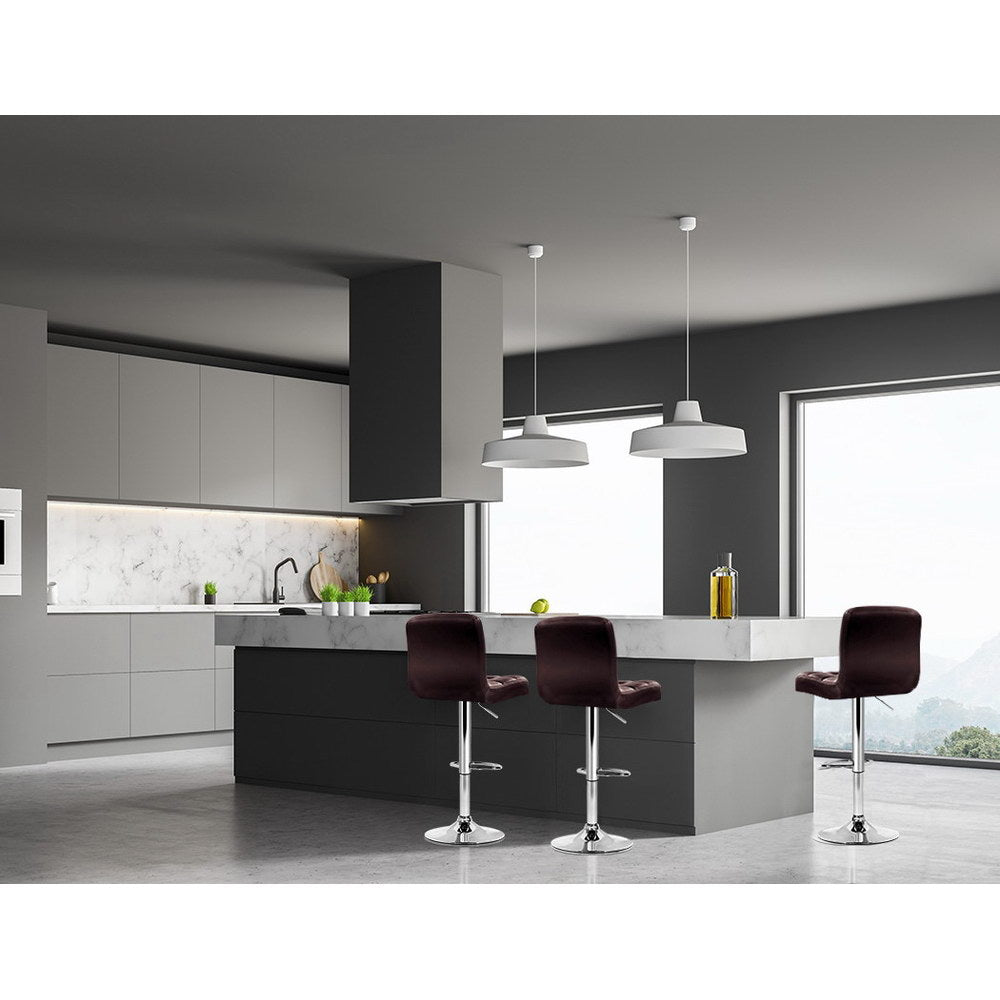 Artiss 4x Bar Stools Leather Gas Lift Brown-Bar Stools-PEROZ Accessories