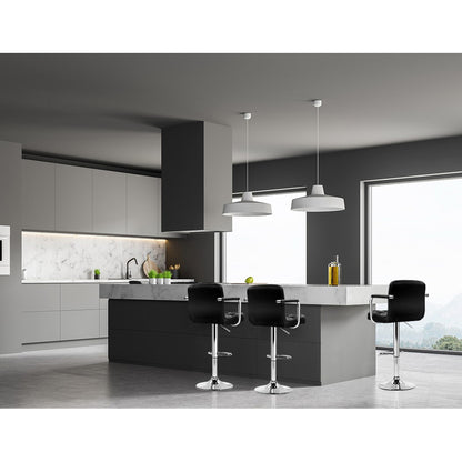 Artiss 2x Bar Stools Leather Gas Lift w/Armrest Black-Bar Stools-PEROZ Accessories