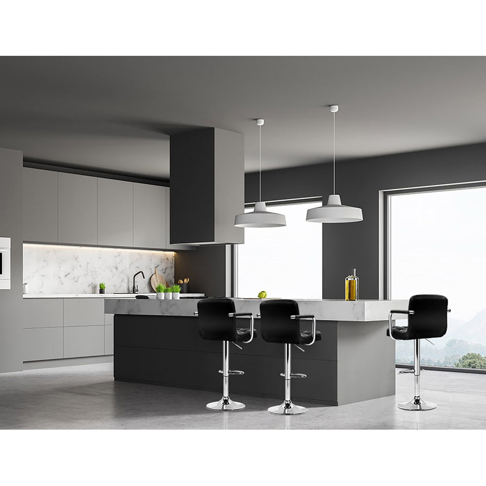 Artiss 4x Bar Stools Leather Gas Lift w/Armrest Black-Bar Stools-PEROZ Accessories