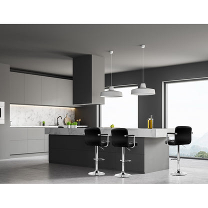 Artiss 4x Bar Stools Leather Gas Lift w/Armrest Black-Bar Stools-PEROZ Accessories