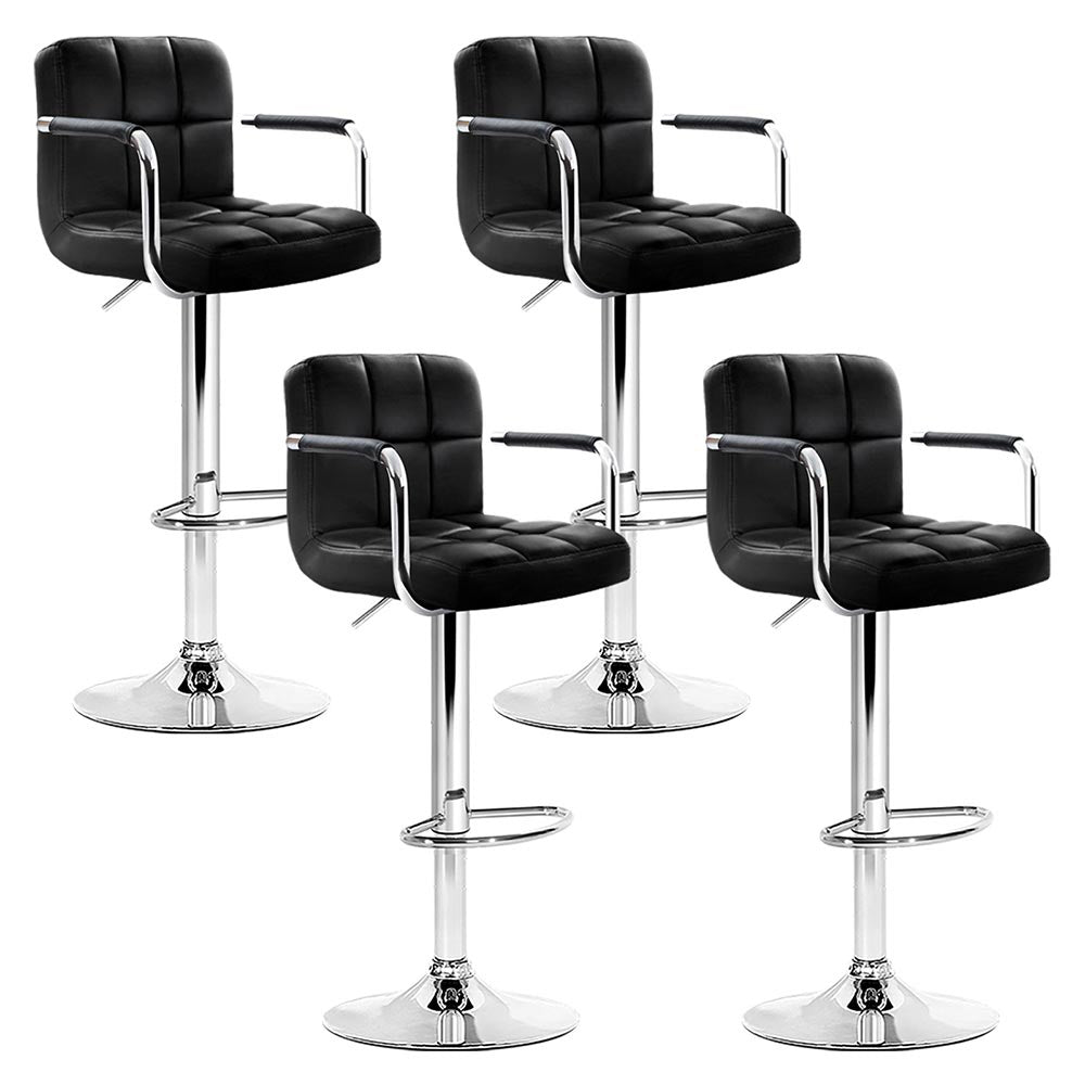 Artiss 4x Bar Stools Leather Gas Lift w/Armrest Black-Bar Stools-PEROZ Accessories