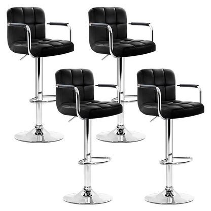 Artiss 4x Bar Stools Leather Gas Lift w/Armrest Black-Bar Stools-PEROZ Accessories