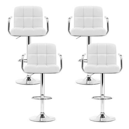 Artiss 4x Bar Stools Leather Gas Lift w/Armrest White-Bar Stools-PEROZ Accessories