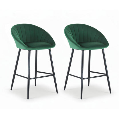 Artiss 2x Bar Stools Kitchen Dining Chair Counter Stool Tub Velvet Metal Green-Furniture &gt; Bar Stools &amp; Chairs &gt; Table &amp; Bar Stools-PEROZ Accessories