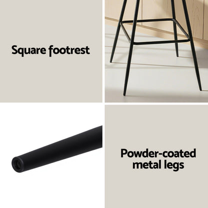 Artiss 2x Bar Stools Kitchen Dining Chair Counter Stool Woven Velvet Metal Ivory-Furniture &gt; Bar Stools &amp; Chairs &gt; Table &amp; Bar Stools-PEROZ Accessories