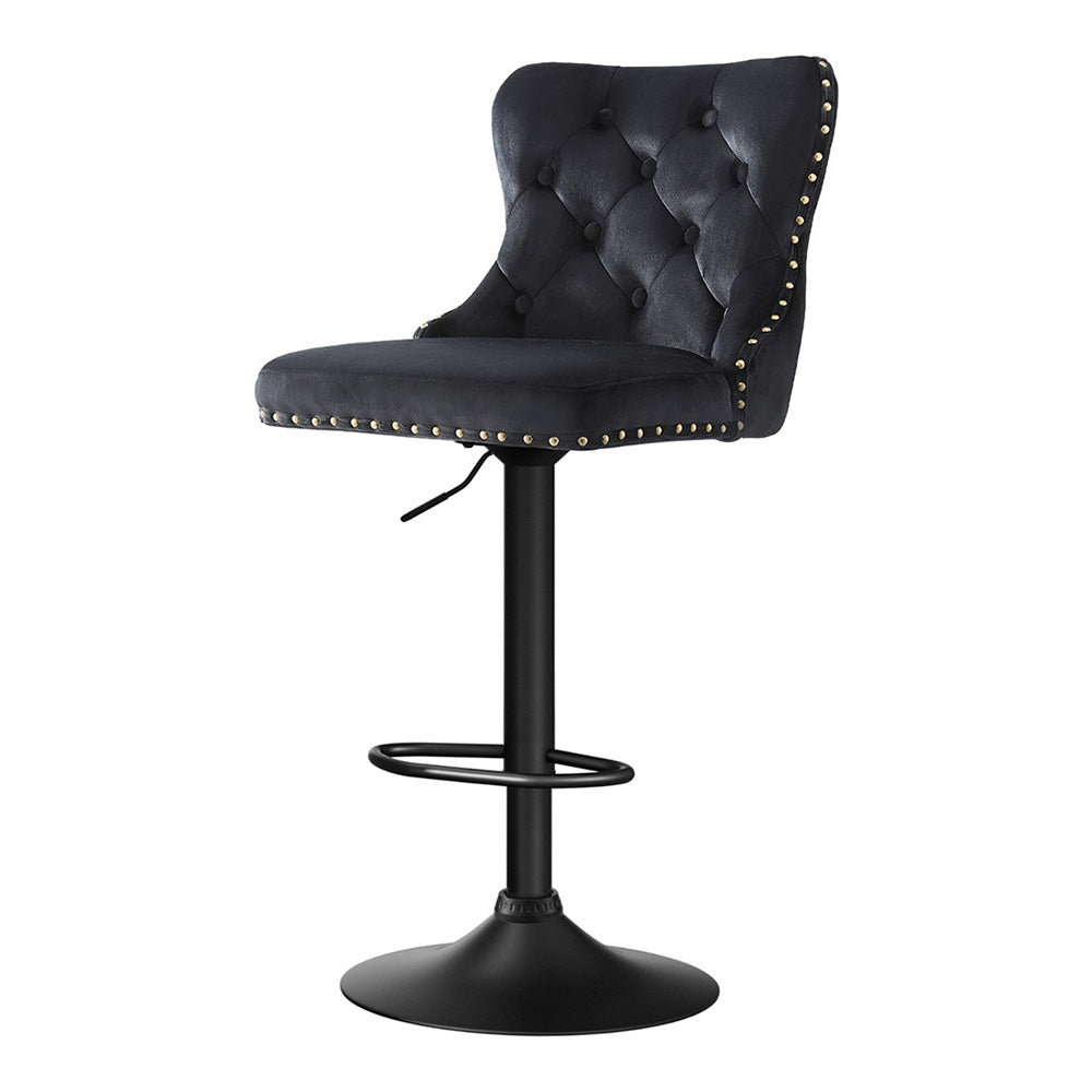 Artiss 1x Velvet Bar Stool Adjustable Height Nailhead Trim Kitchen Counter Stool-Furniture &gt; Bar Stools &amp; Chairs &gt; Table &amp; Bar Stools-PEROZ Accessories