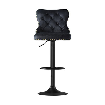Artiss 1x Velvet Bar Stool Adjustable Height Nailhead Trim Kitchen Counter Stool-Furniture &gt; Bar Stools &amp; Chairs &gt; Table &amp; Bar Stools-PEROZ Accessories