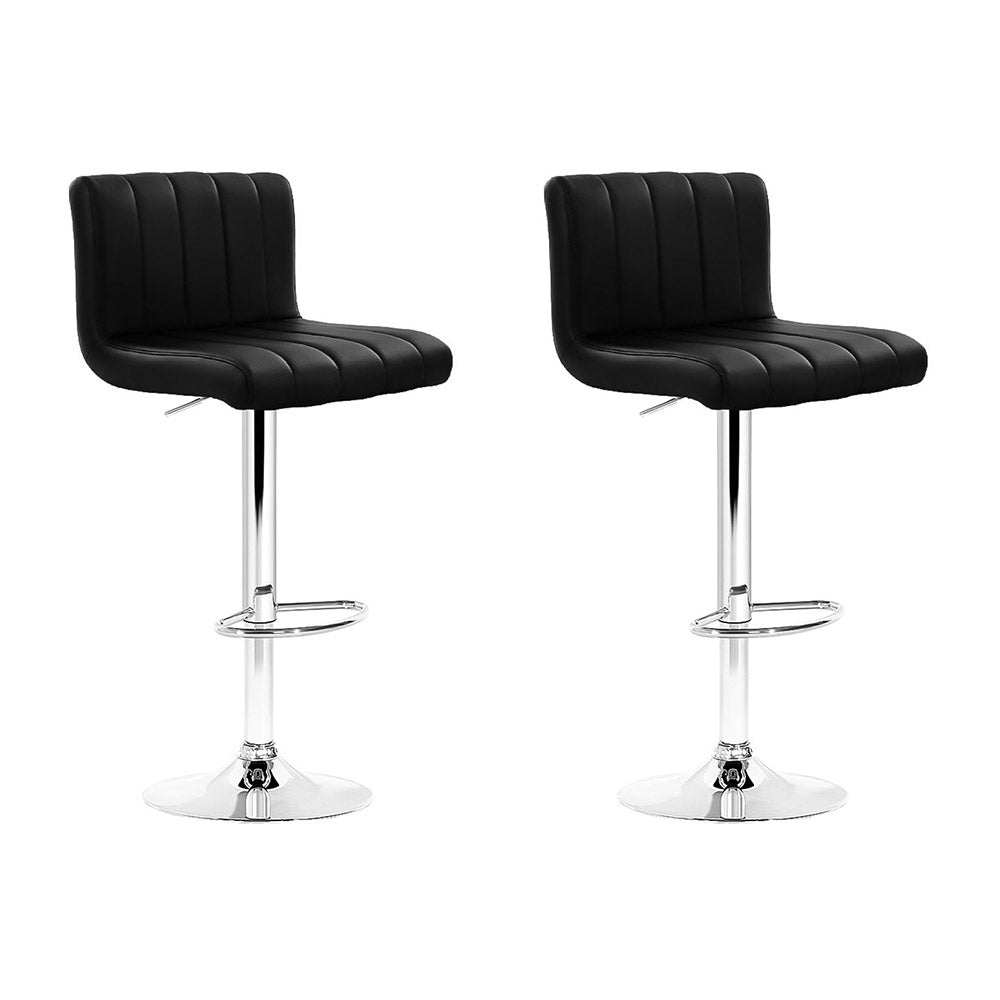 Artiss 2x Bar Stools Gas Lift Leather Chairs Black-Furniture &gt; Bar Stools &amp; Chairs-PEROZ Accessories
