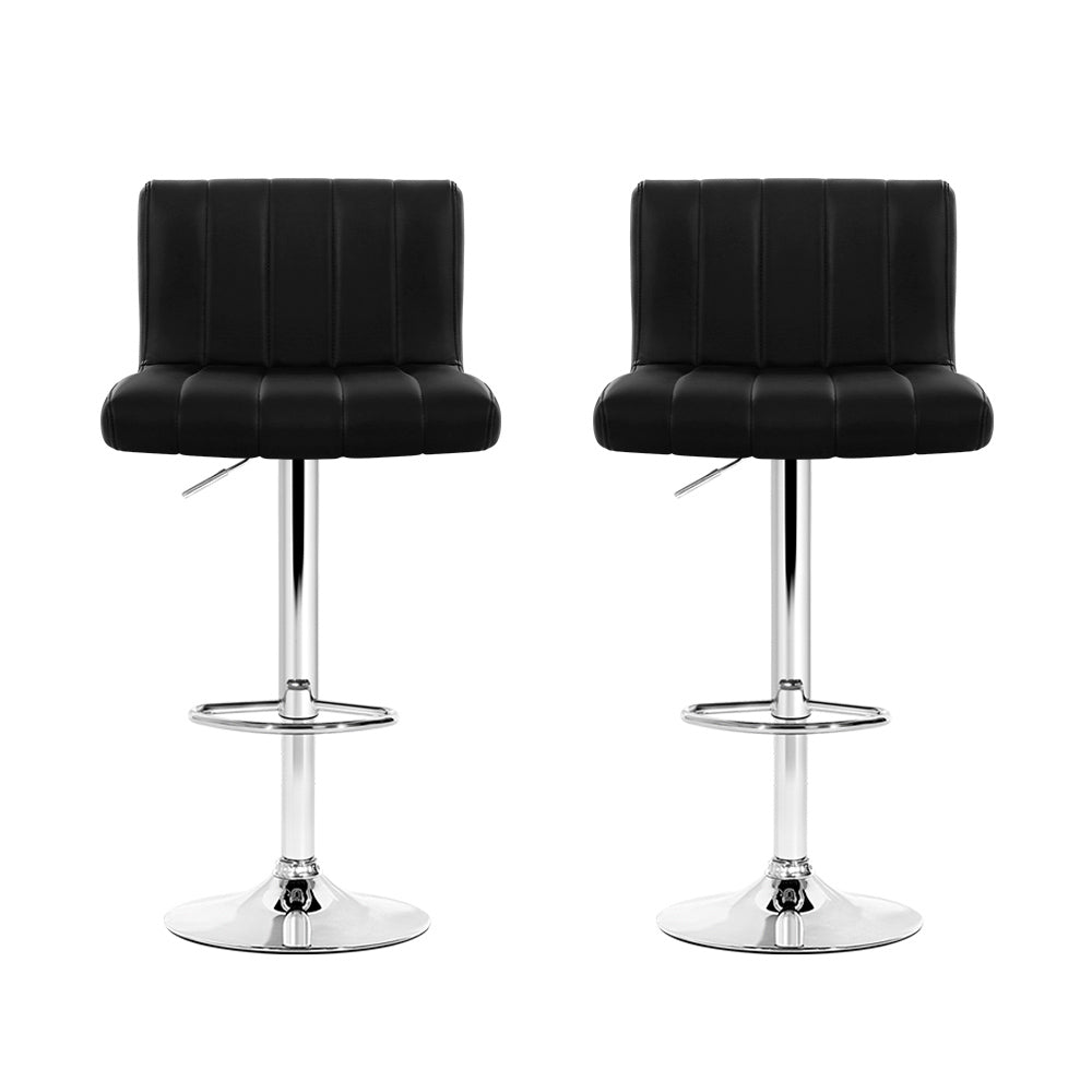Artiss 2x Bar Stools Gas Lift Leather Chairs Black-Furniture &gt; Bar Stools &amp; Chairs-PEROZ Accessories