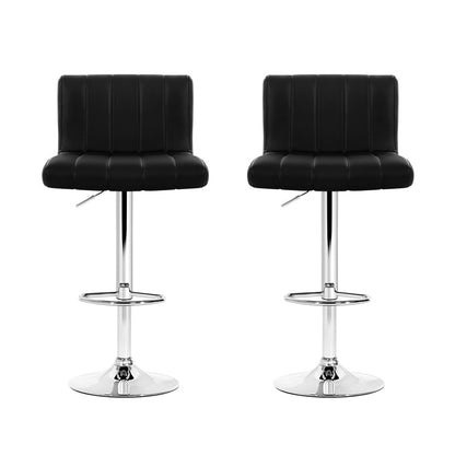 Artiss 2x Bar Stools Gas Lift Leather Chairs Black-Furniture &gt; Bar Stools &amp; Chairs-PEROZ Accessories