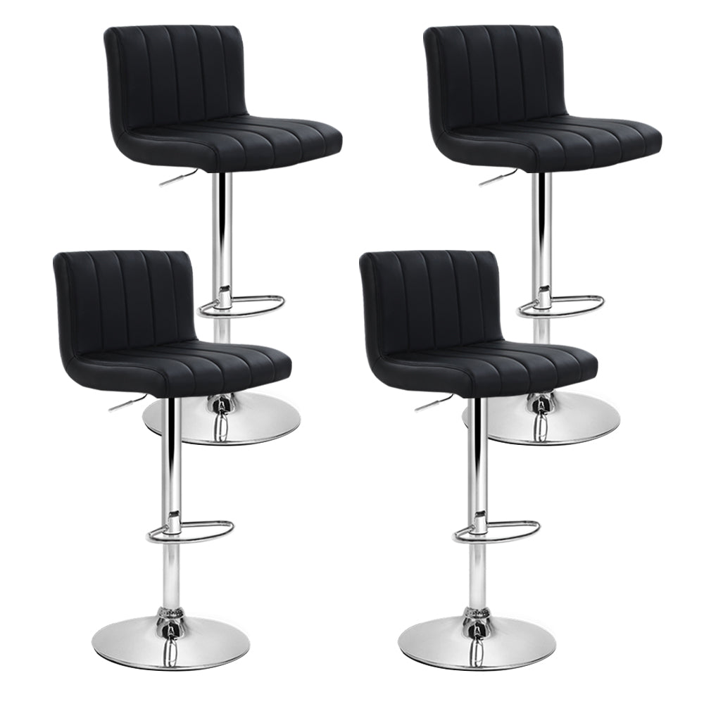Artiss 4x Bar Stools Gas Lift Leather Black-Furniture &gt; Bar Stools &amp; Chairs-PEROZ Accessories