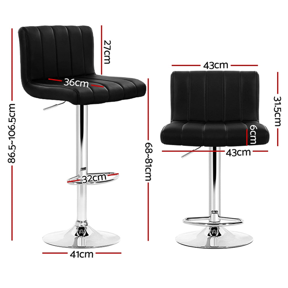 Artiss 4x Bar Stools Gas Lift Leather Black-Furniture &gt; Bar Stools &amp; Chairs-PEROZ Accessories