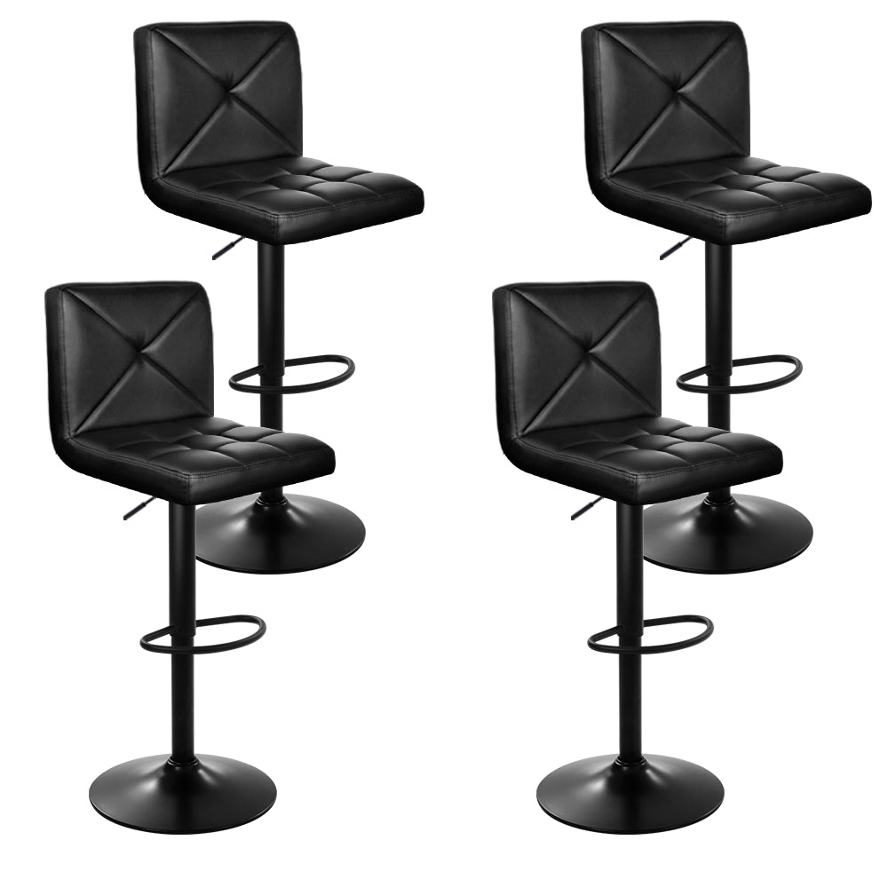 Artiss 4x Bar Stools Gas Lift Leather Chair Black-Furniture &gt; Bar Stools &amp; Chairs-PEROZ Accessories