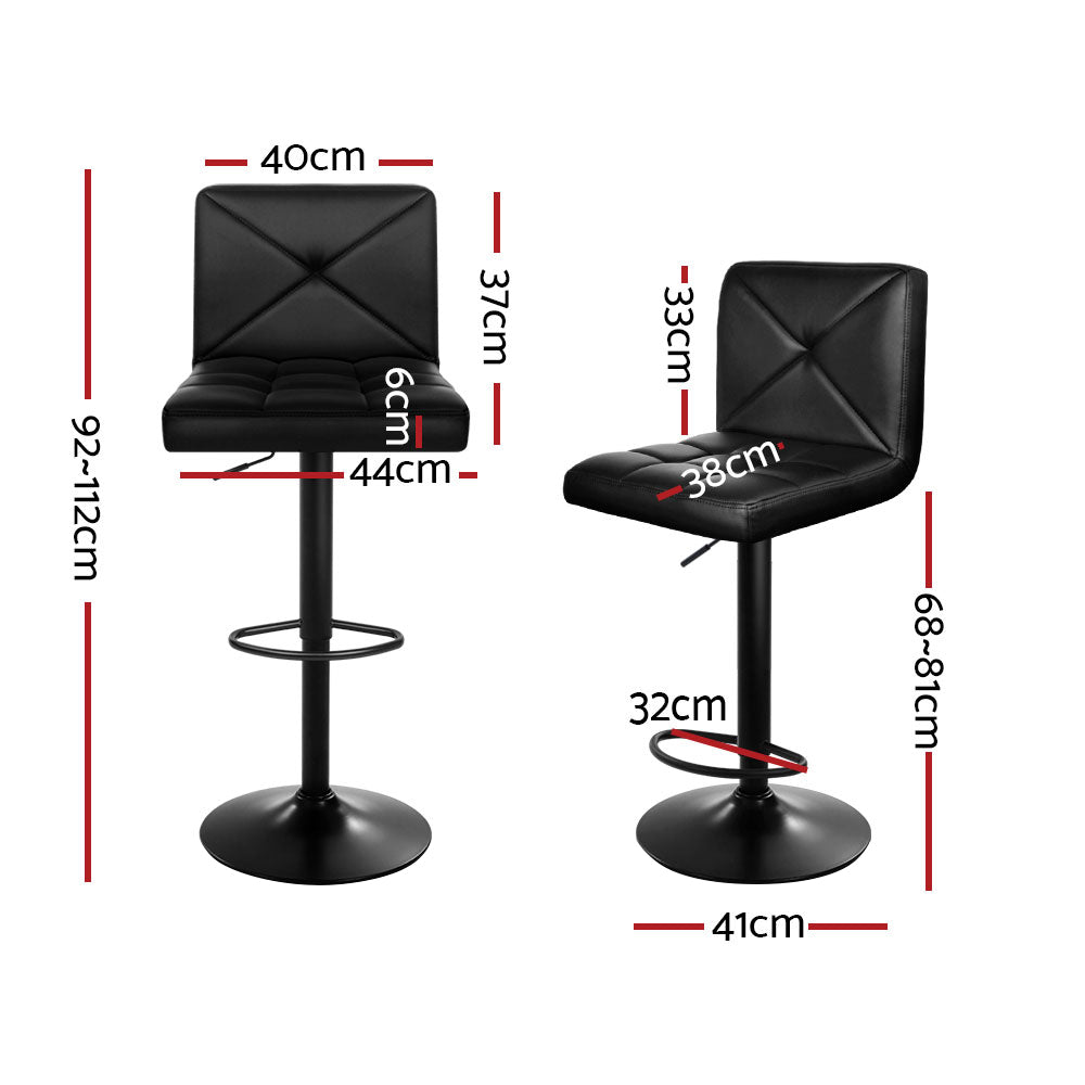Artiss 4x Bar Stools Gas Lift Leather Chair Black-Furniture &gt; Bar Stools &amp; Chairs-PEROZ Accessories