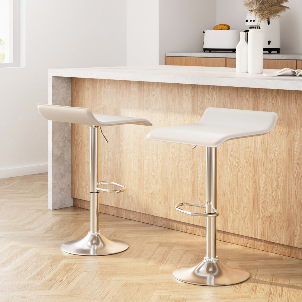 Artiss 2x Bar Stools Faux Leather Chair White-Furniture &gt; Bar Stools &amp; Chairs-PEROZ Accessories