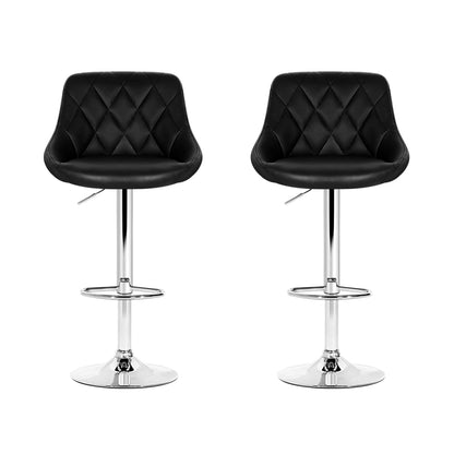 Artiss 2x Bar Stools Leather Padded Gas Lift Stool Black-Furniture &gt; Bar Stools &amp; Chairs-PEROZ Accessories