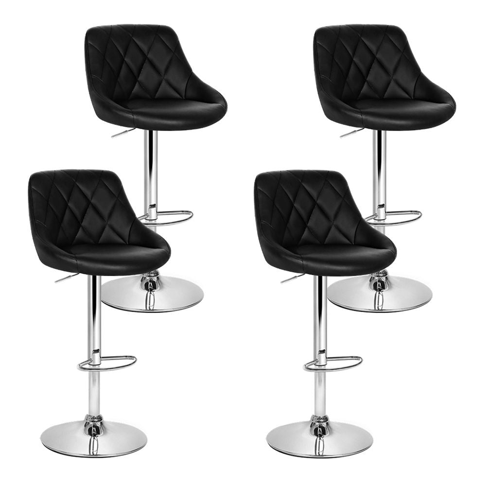 Artiss 4x Bar Stools Leather Padded Gas Lift Black-Furniture > Bar Stools &amp; Chairs-PEROZ Accessories
