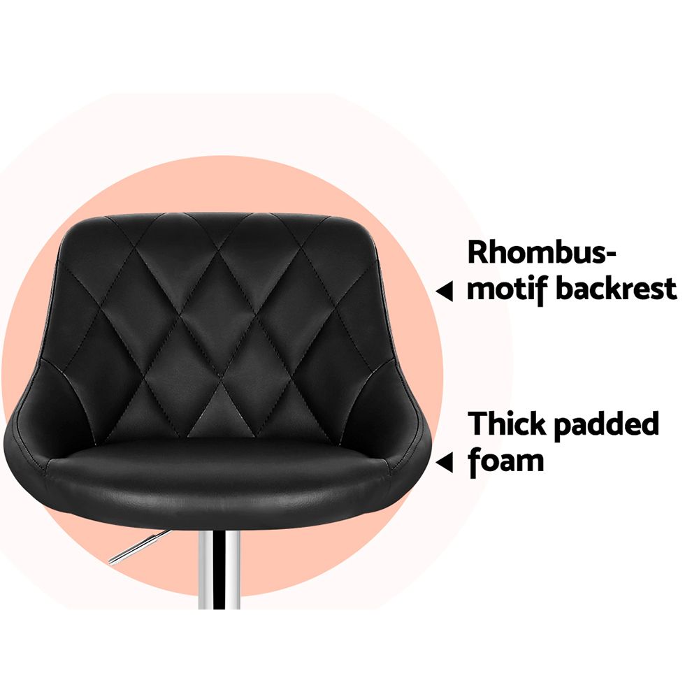 Artiss 4x Bar Stools Leather Padded Gas Lift Black-Furniture > Bar Stools &amp; Chairs-PEROZ Accessories
