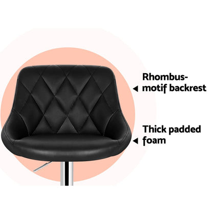 Artiss 4x Bar Stools Leather Padded Gas Lift Black-Furniture > Bar Stools &amp; Chairs-PEROZ Accessories
