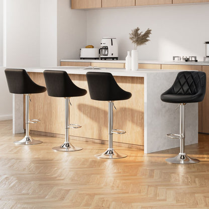 Artiss 4x Bar Stools Leather Padded Gas Lift Black-Furniture > Bar Stools &amp; Chairs-PEROZ Accessories