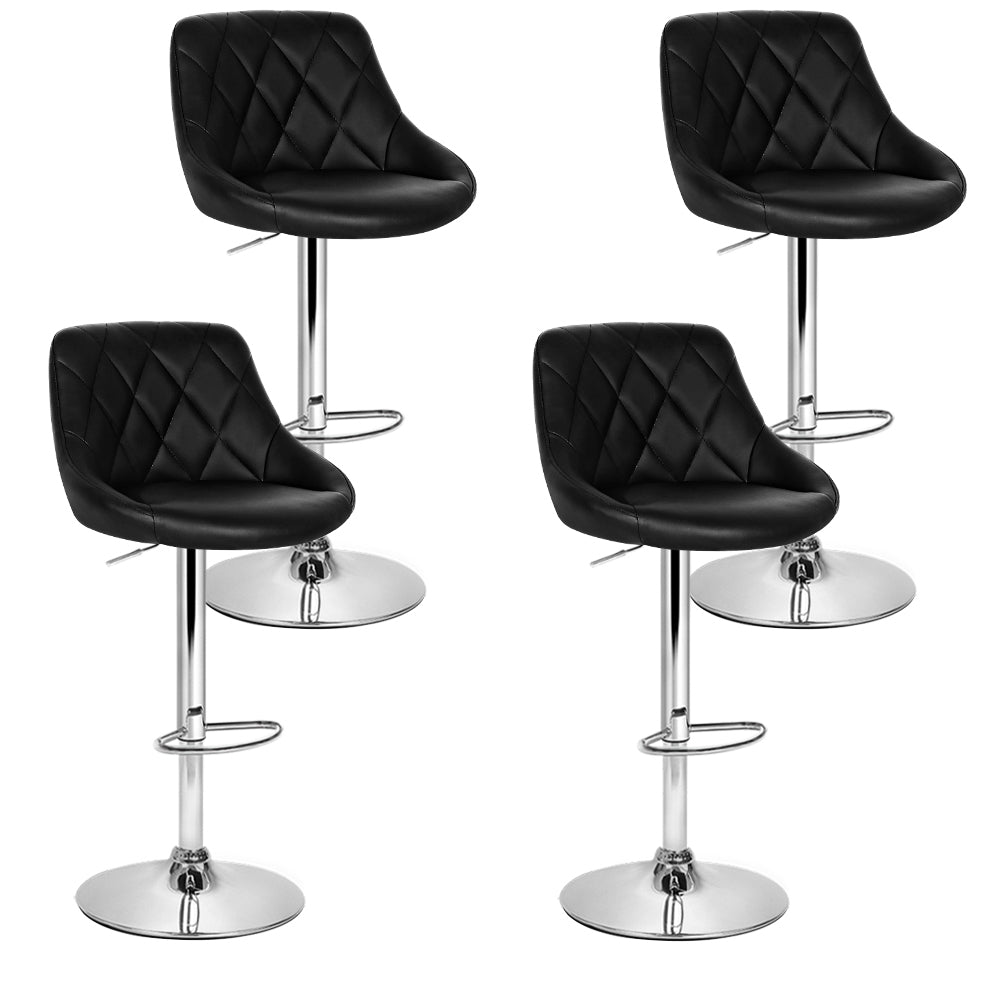 Artiss 4x Bar Stools Leather Padded Gas Lift Black-Furniture &gt; Bar Stools &amp; Chairs-PEROZ Accessories