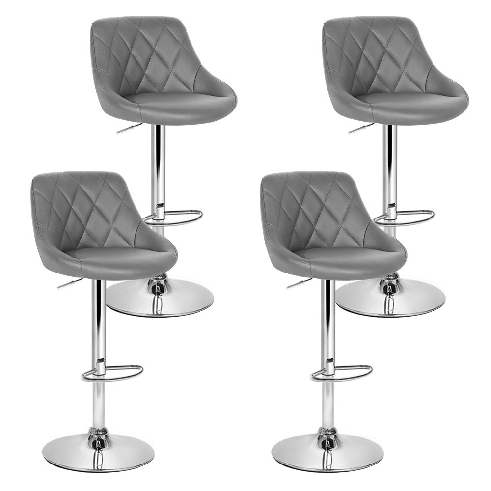 Artiss 4x Bar Stools Leather Padded Gas Lift Grey-Furniture > Bar Stools &amp; Chairs-PEROZ Accessories