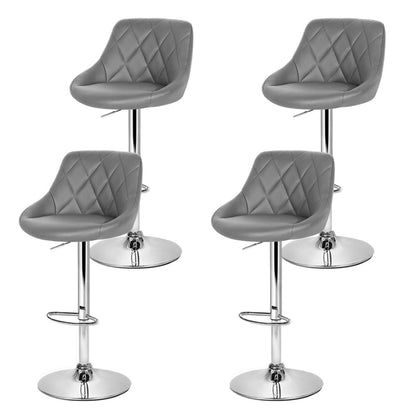 Artiss 4x Bar Stools Leather Padded Gas Lift Grey-Furniture > Bar Stools &amp; Chairs-PEROZ Accessories