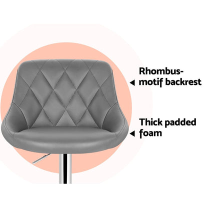 Artiss 4x Bar Stools Leather Padded Gas Lift Grey-Furniture > Bar Stools &amp; Chairs-PEROZ Accessories