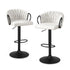 Artiss Bar Stool x2 Kitchen Dining Chair Counter Gaslift Woven Velvet Ivory-Furniture > Bar Stools & Chairs > Table & Bar Stools-PEROZ Accessories