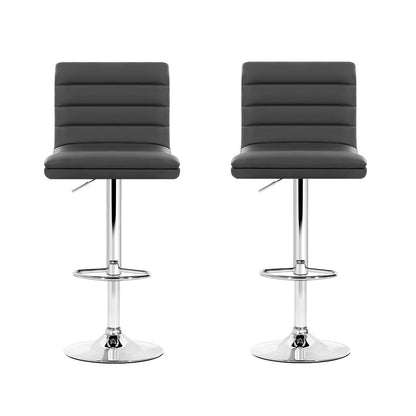 Artiss 2x Bar Stools Padded Leather Gas Lift Grey-Bar Stools-PEROZ Accessories