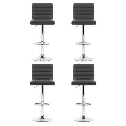 Artiss Set of 4 PU Leather Lined Pattern Bar Stools- Grey and Chrome-Furniture &gt; Bar Stools &amp; Chairs &gt; Table &amp; Bar Stools-PEROZ Accessories